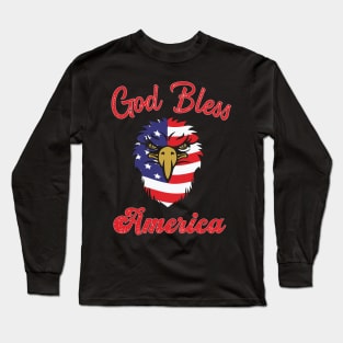 God Bless America Bald Eagle Long Sleeve T-Shirt